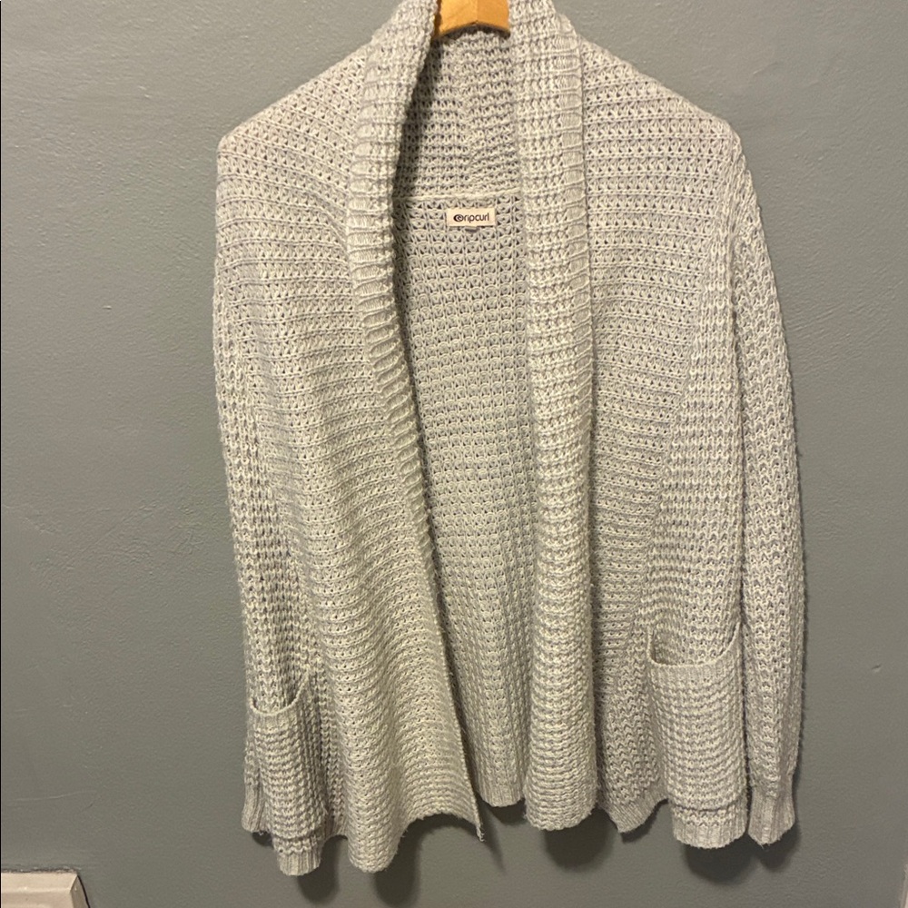 Rip Curl Women’s Shambala Cozy Light Gray Oversized Knit Cardigan Sweater Large - Picture 2 of 6